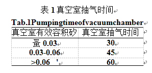 包装机真空室抽气时间表