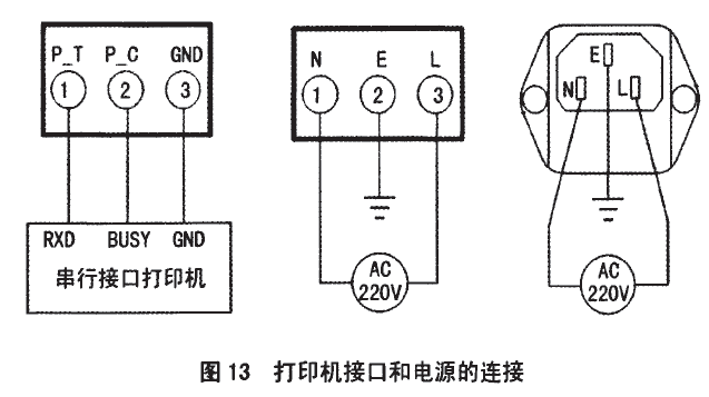 打印机接口和电源的连接图